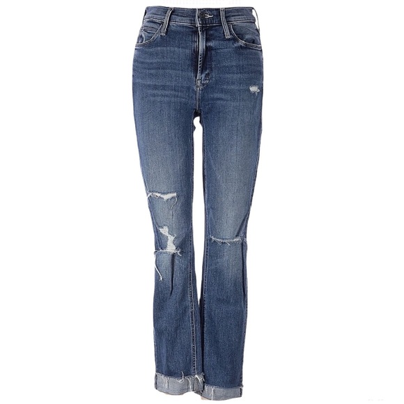 MOTHER Mid Rise Dazzler Ankle Fray Distressed Jeans - Picture 1 of 14